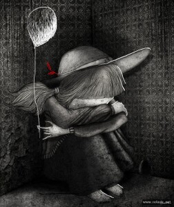 Девочка грустит с воздушным шариком